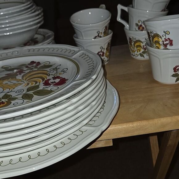 Vintage Mikasa Terra Stone Heritage 7125 Rooster Plate Cup Mug Dinnerware Set 32 - Picture 8 of 16